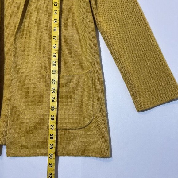 Talbots Women Milano Stitch Knit Sweater Jacket Wool Blend Yellow Petite Medium - Picture 6 of 9
